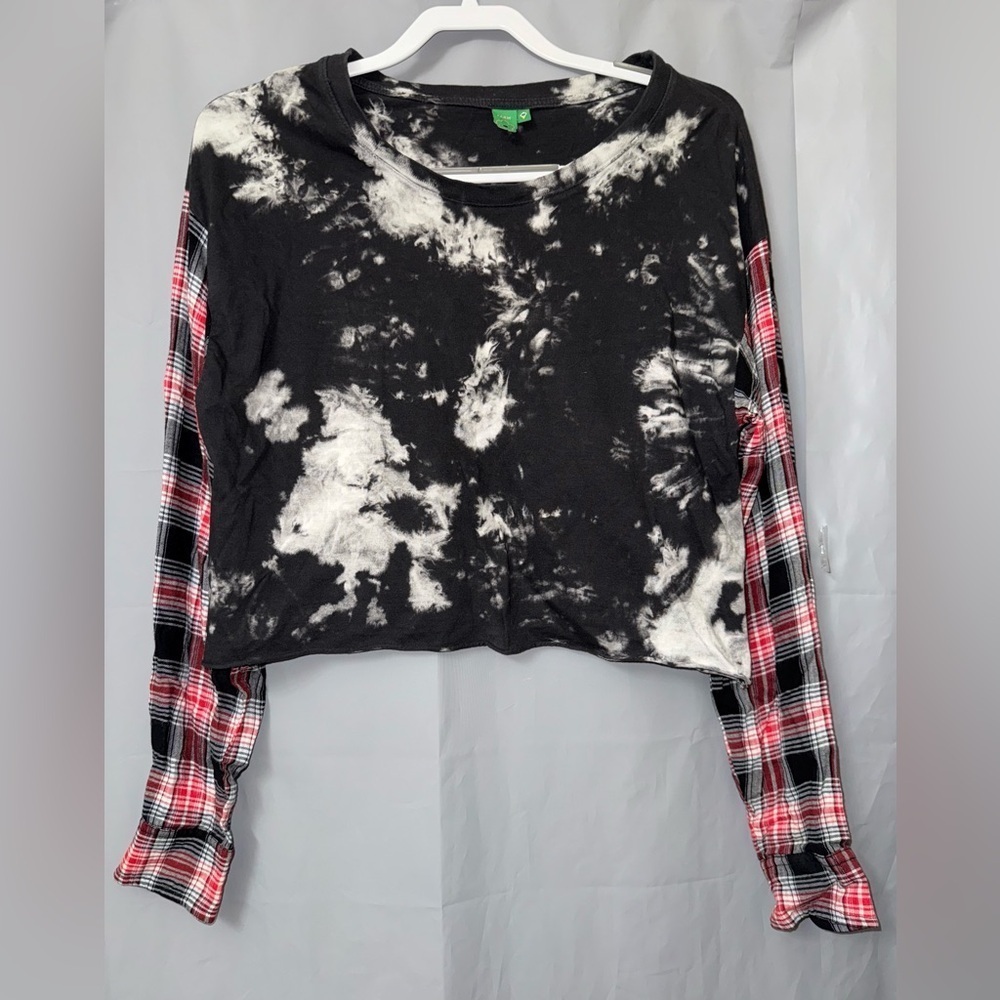 Farm Rio Cropped Tie Dye Long Sleeve Top Size L
